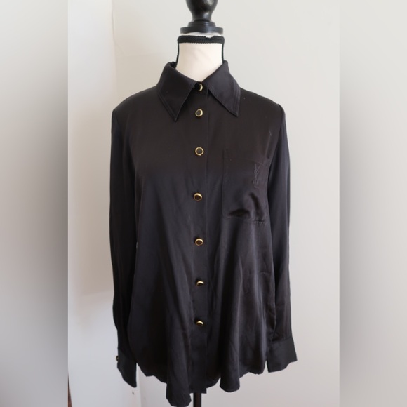 Black silk Shirt size 40 - Picture 3 of 10